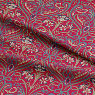 Hathaway Linen Curtain Fabric - Red
