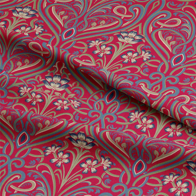 Hathaway Linen Curtain Fabric - Red