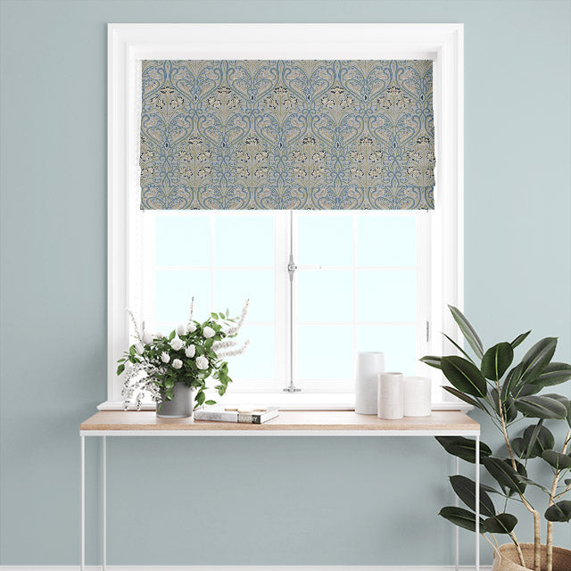 Hathaway Linen Curtain Fabric - Silver Blue