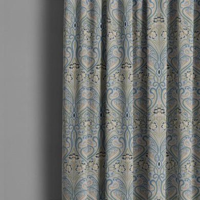 Hathaway Linen Curtain Fabric - Silver Blue