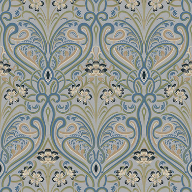 Hathaway Linen Curtain Fabric - Silver Blue