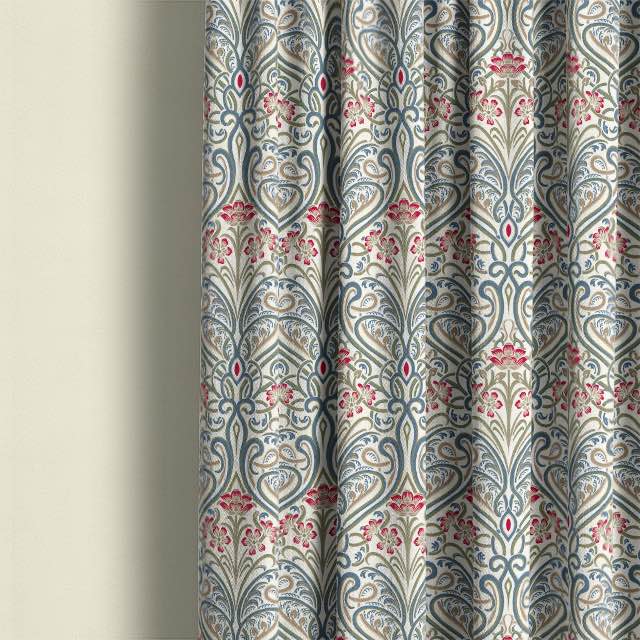 Hathaway Linen Curtain Fabric - Wedgewood