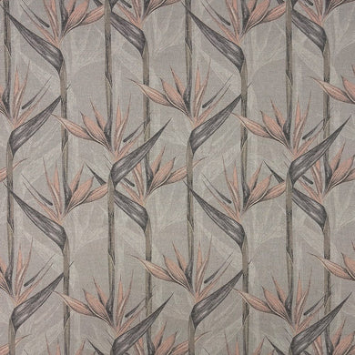 Holywell Leaf Blush upholstery fabric – pink leaf pattern close-up swatch