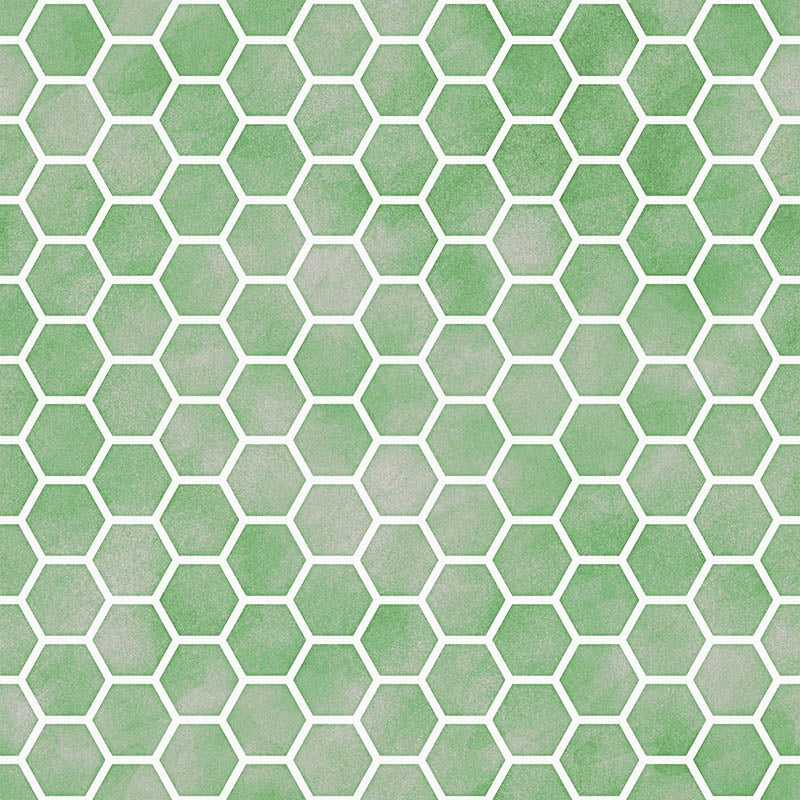 Green honeycomb geometric curtain fabric with a crisp repeating washable pattern