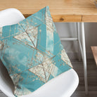 Leaf pattern curtain fabric blue geometric botanical cushion cotton linen fabric