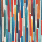 multicoloured striped curtain fabric with abstract broken stripe pattern on soft cotton basecloth