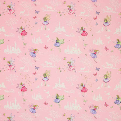 Jane Churchill  Fairyland printed cotton fabric  - J797F-01-4.6m-Roll end- Pink