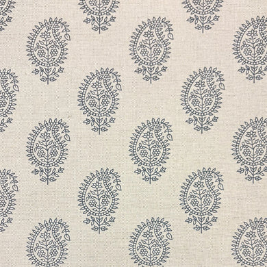 Kaveri Paisley Navy upholstery fabric flat sample, a high-quality printed fabric for sofas and armchairs
