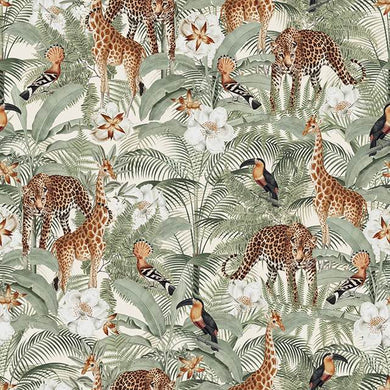 Kenya Ivory - Printed Linen Curtain Fabric