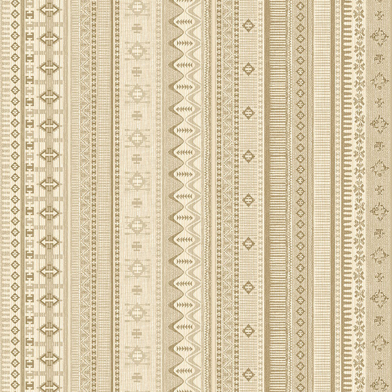 Khenifra Natural kilim velvet upholstery fabric flat image with neutral vertical Aztec stripe pattern