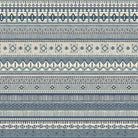 Khenifra Sapphire railroaded velvet fabric flat image with horizontal kilim stripe pattern