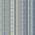 Khenifra Sapphire kilim velvet upholstery fabric flat image with vertical Aztec stripe pattern