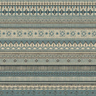 Khenifra Teal railroaded velvet fabric flat image with horizontal Aztec geometric stripe design