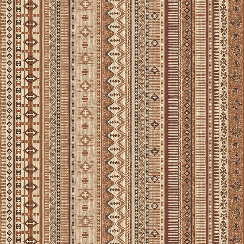 Khenifra Terracotta kilim velvet upholstery fabric flat image with vertical Aztec stripe design