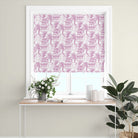pink raspberry japanese toile roman blind printed on linen blend fabric bringing colour and character to window dressings