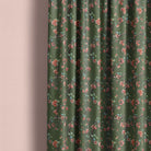 Lace Leaf Forest Green curtain image showing green leaf linen curtain fabric for curtains and blinds