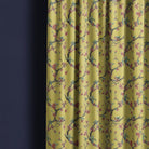 Lace Leaf Saffron curtain image showing yellow leaf linen curtain fabric for a bright window scheme