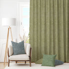 Laguna Lime curtain fabric used for full drop curtains with accent cushions