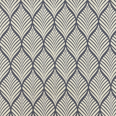 Lambourne Navy upholstery fabric flat lay showing detailed leaf repeat