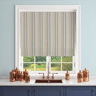 Lowick Stripe coastal curtain fabric displayed as a Roman blind room image