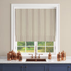Lowick Stripe natural striped curtain fabric shown as a Roman blind room image