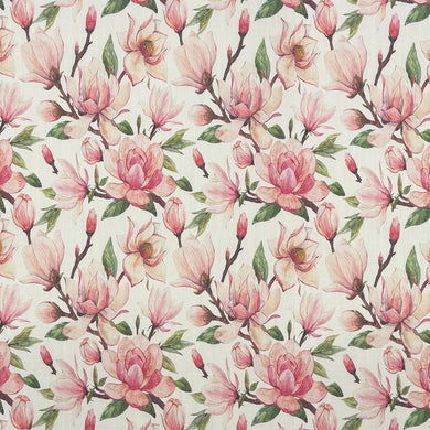 Magnolia Floral Linen Curtain Fabric Pink – linen union basecloth