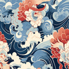 Magome blue Japanese wave velvet upholstery fabric flat – patterned velvet fabric for curtains and upholstery