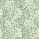 Green William Morris Marigold velvet upholstery fabric with scrolling flowers and leaves