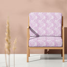 Pink Marigold Crib 5 velvet upholstery fabric on a heritage style armchair