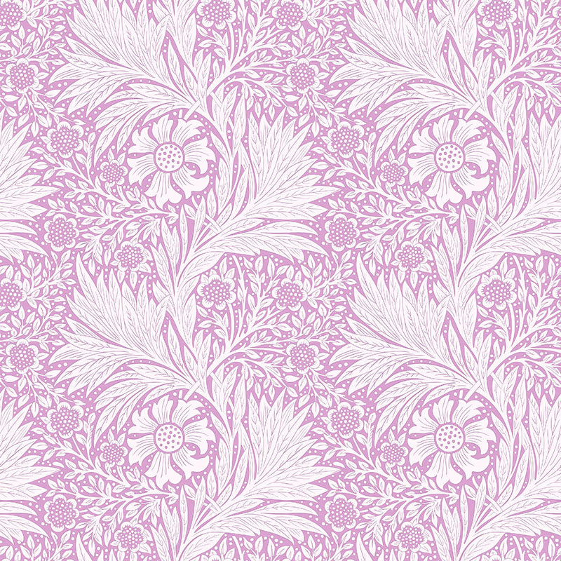Pink William Morris velvet upholstery fabric featuring the decorative Marigold pattern