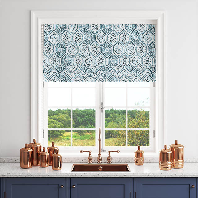 Marrakesh Cotton Curtain Fabric - Aegean