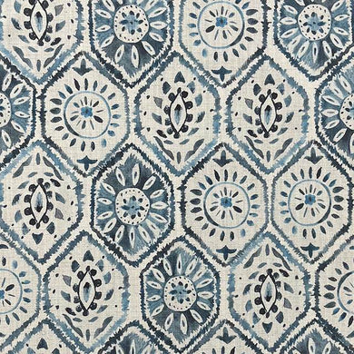 Marrakesh Aegean - Printed Cotton Curtain Fabric
