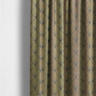     bold art deco curtain fabric in black and gold used for statement curtain panels