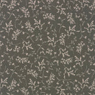 Milly Dark Sage floral linen curtain fabric flat image with trailing botanical leaf print