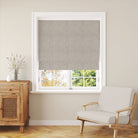 Milly Linen Roman blind roomset showing botanical linen curtain fabric