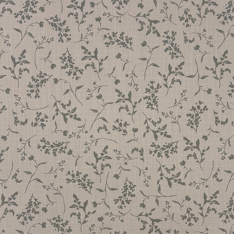Milly Oat floral linen curtain fabric flat image with small trailing botanical design