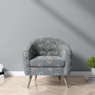 Moselle denim polka dot fabric for stylish armchairs, sofas, and cushions with a bold yet classic aesthetic.