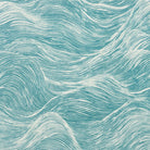 Newquay Blue wave pattern curtain fabric – blue cotton printed wave curtain fabric by the metre