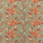 Ophelia linen curtain fabric flat image with painted floral pattern on white linen basecloth