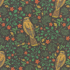 Painterly Bird linen curtain fabric flat image in Autumn warm colourway