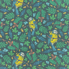 Painterly Bird linen curtain fabric flat image in Blue colourway
