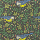 Painterly Bird linen curtain fabric flat image in Caper green colourway