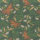 Painterly Bird linen curtain fabric flat image in Tendrill natural colourway