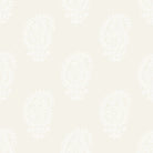 Flat image of Paisley Natural velvet upholstery fabric showing white floral paisley motifs on a neutral background