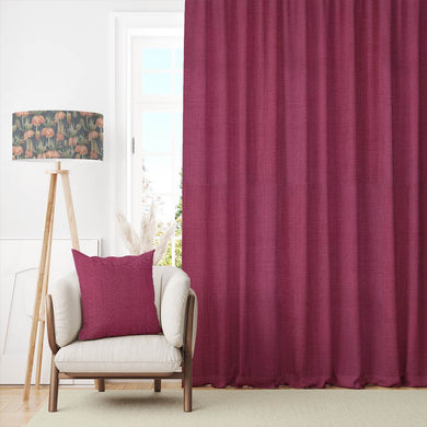 Dion Garnet Rose - Pink Plain Cotton Curtain Fabric