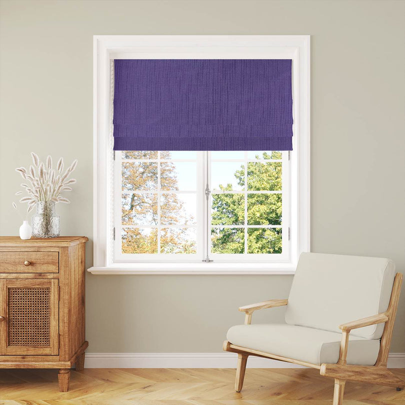 Panton Genetian Violet - Purple Plain Linen Curtain Blind Fabric
