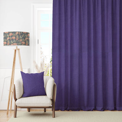 Panton Genetian Violet - Purple Plain Linen Curtain Fabric