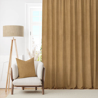 Panton Golden Apricot - Yellow Plain Linen Curtain Fabric