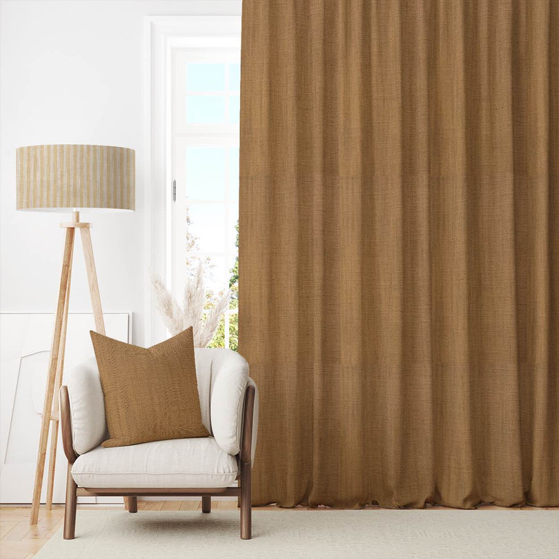 Panton Golden Nugget - Yellow Plain Linen Curtain Fabric