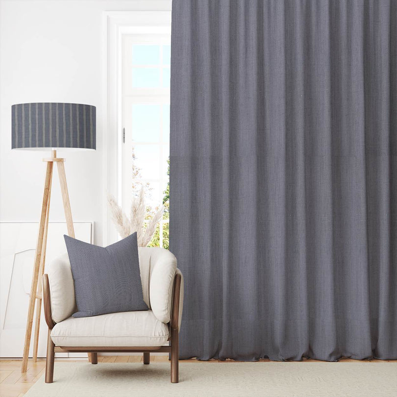 Dion Griffin - Grey Plain Cotton Curtain Fabric